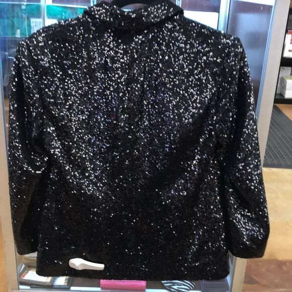 Cinq à Sept Shimmering Black Sequin Blazer - Picture 3 of 10